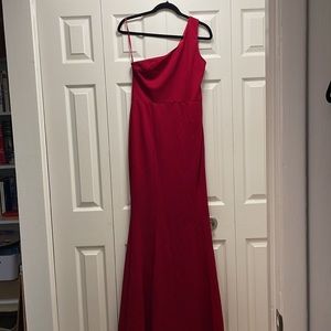 Brittany Wine Red One-Shoulder Maxi Dress